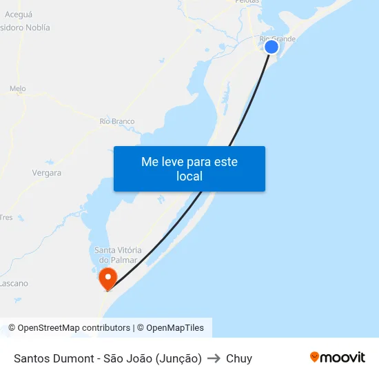 Santos Dumont - São João (Junção) to Chuy map