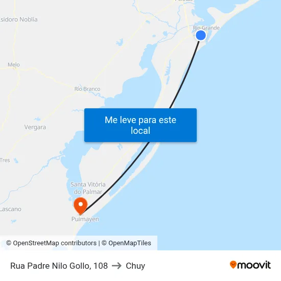 Rua Padre Nilo Gollo, 108 to Chuy map
