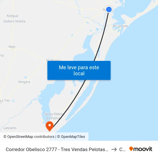 Corredor Obelisco 2777 - Tres Vendas Pelotas - Rs 96060-290 Brasil to Chuy map
