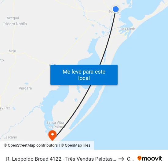R. Leopoldo Broad 4122 - Três Vendas Pelotas - Rs 96070-370 Brasil to Chuy map