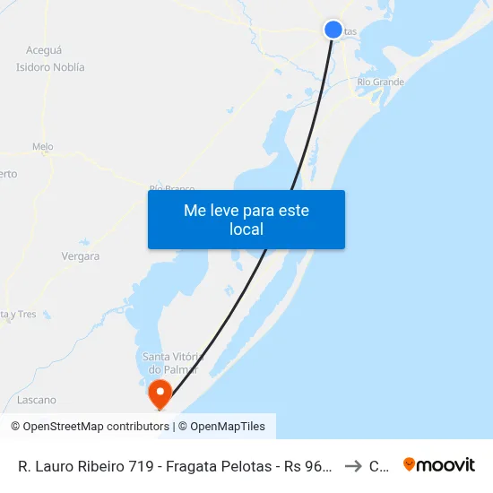 R. Lauro Ribeiro 719 - Fragata Pelotas - Rs 96050-480 Brasil to Chuy map