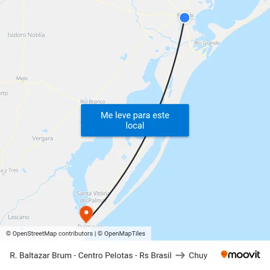 R. Baltazar Brum - Centro Pelotas - Rs Brasil to Chuy map