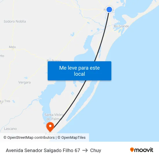 Avenida Senador Salgado Filho 67 to Chuy map