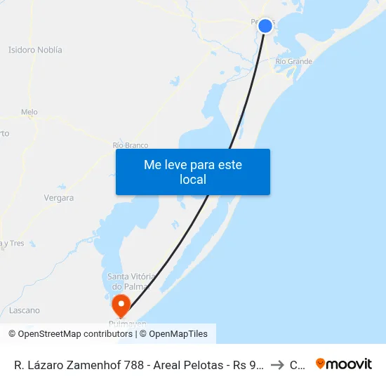 R. Lázaro Zamenhof 788 - Areal Pelotas - Rs 96075-120 Brasil to Chuy map