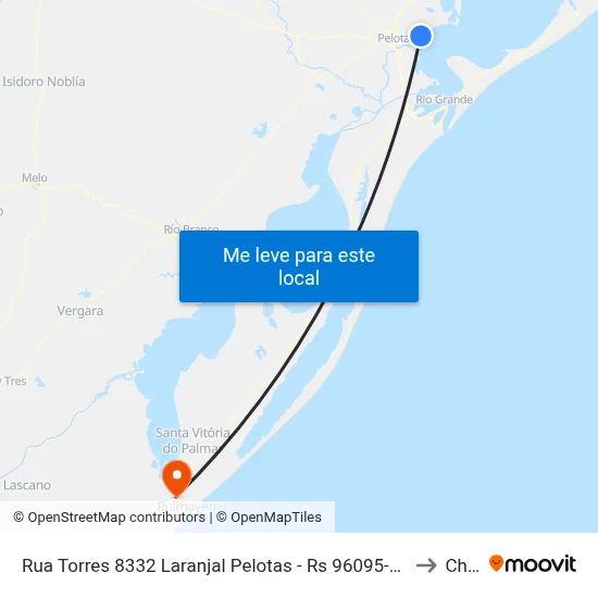 Rua Torres 8332 Laranjal Pelotas - Rs 96095-280 Brasil to Chuy map