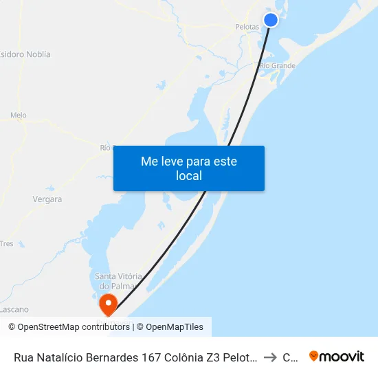 Rua Natalício Bernardes 167 Colônia Z3 Pelotas - Rs Brasil to Chuy map