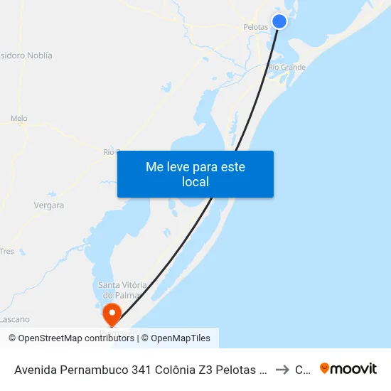 Avenida Pernambuco 341 Colônia Z3 Pelotas - Rs 96095-210 Brasil to Chuy map