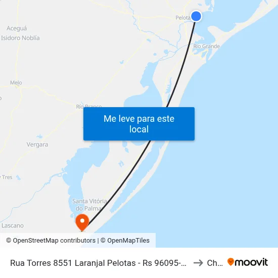 Rua Torres 8551 Laranjal Pelotas - Rs 96095-280 Brasil to Chuy map