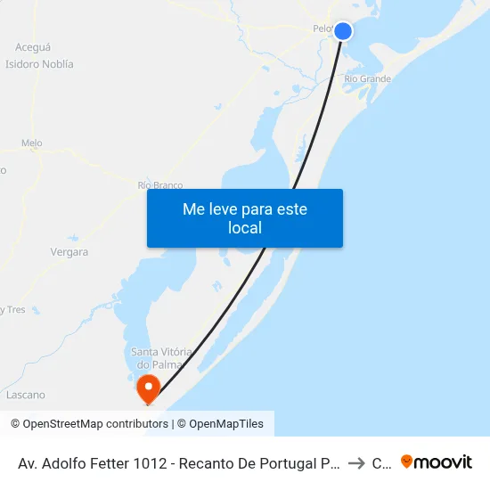 Av. Adolfo Fetter 1012 - Recanto De Portugal Pelotas - Rs 96083-000 Brasil to Chuy map