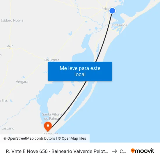 R. Vnte E Nove 656 - Balneario Valverde Pelotas - Rs Brasil to Chuy map