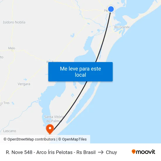 R. Nove 548 - Arco Íris Pelotas - Rs Brasil to Chuy map
