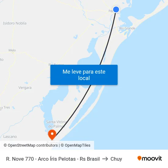 R. Nove 770 - Arco Íris Pelotas - Rs Brasil to Chuy map