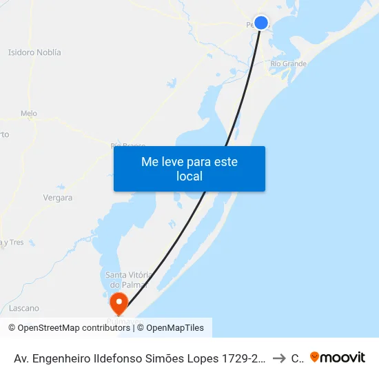 Av. Engenheiro Ildefonso Simões Lopes 1729-2025 - Três Vendas Pelotas - Rs 96060-290 Brasil to Chuy map