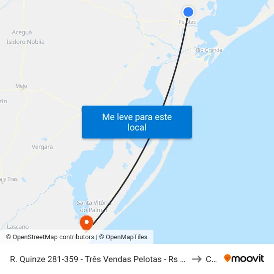 R. Quinze 281-359 - Três Vendas Pelotas - Rs 96072-023 Brasil to Chuy map