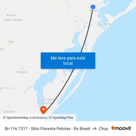 Br-116 7317 - Sítio Floresta Pelotas - Rs Brasil to Chuy map