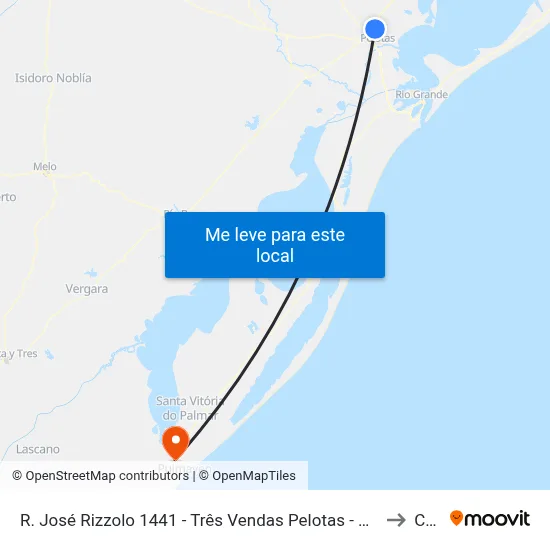 R. José Rizzolo 1441 - Três Vendas Pelotas - Rs 96065-760 Brasil to Chuy map