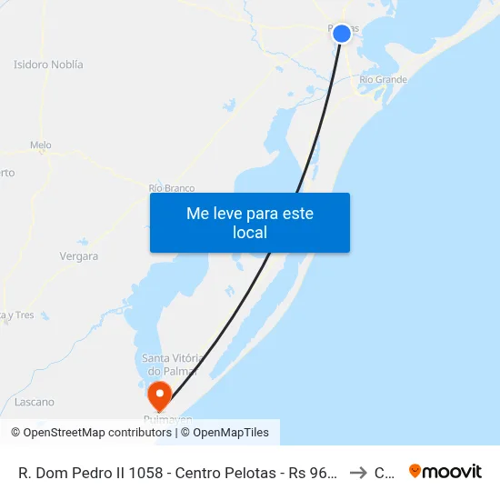 R. Dom Pedro II 1058 - Centro Pelotas - Rs 96010-300 Brasil to Chuy map