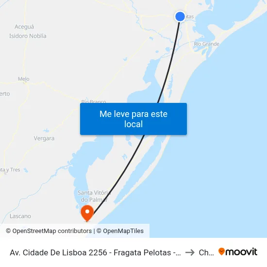 Av. Cidade De Lisboa 2256 - Fragata Pelotas - Rs Brasil to Chuy map