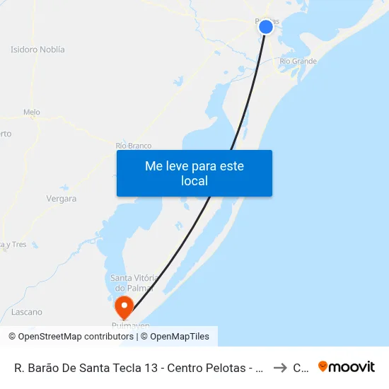 R. Barão De Santa Tecla 13 - Centro Pelotas - Rs 96010-140 Brasil to Chuy map