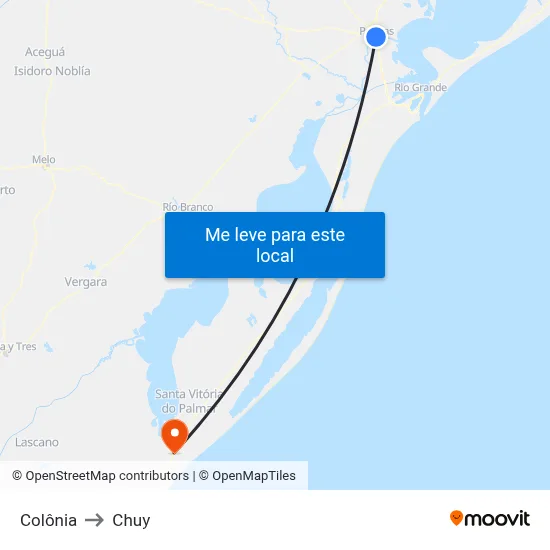 Colônia to Chuy map