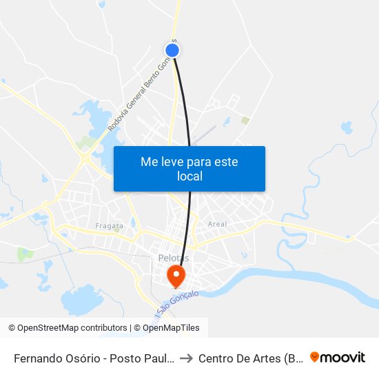 Fernando Osório - Posto Paulo Moreira to Centro De Artes (Bloco 1) map