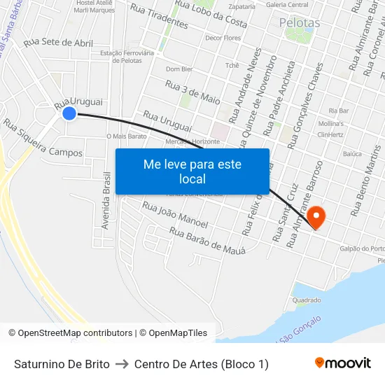 Saturnino De Brito to Centro De Artes (Bloco 1) map