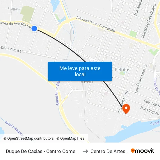 Duque De Caxias - Centro Comercial Bairro Cidade to Centro De Artes (Bloco 1) map
