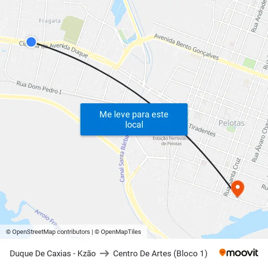 Duque De Caxias - Kzão to Centro De Artes (Bloco 1) map