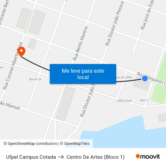 Ufpel Campus Cotada to Centro De Artes (Bloco 1) map