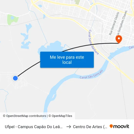 Ufpel - Campus Capão Do Leão - Veterinária to Centro De Artes (Bloco 1) map