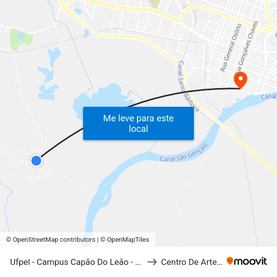 Ufpel - Campus Capão Do Leão - Controle De Zoonoses to Centro De Artes (Bloco 1) map