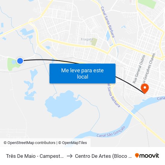 Três De Maio - Campestre to Centro De Artes (Bloco 1) map