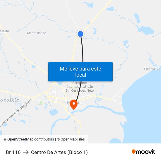Br 116 to Centro De Artes (Bloco 1) map