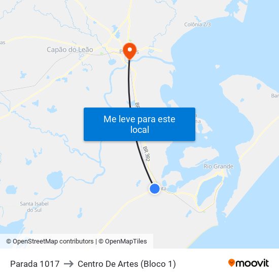 Parada 1017 to Centro De Artes (Bloco 1) map