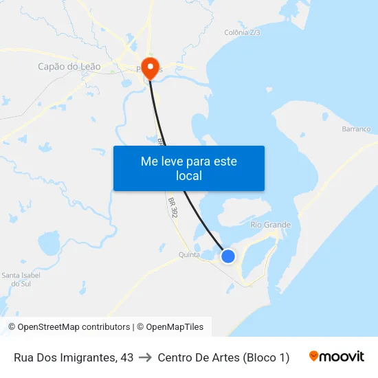 Rua Dos Imigrantes, 43 to Centro De Artes (Bloco 1) map