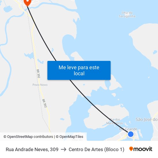 Rua Andrade Neves, 309 to Centro De Artes (Bloco 1) map