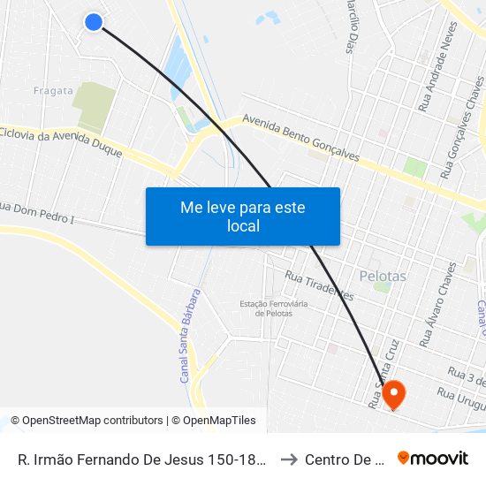 R. Irmão Fernando De Jesus 150-184 - Fragata Pelotas - Rs 96040-110 Brasil to Centro De Artes (Bloco 1) map