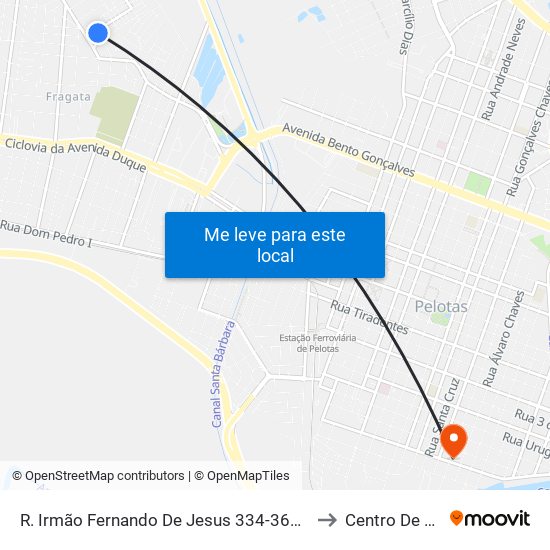 R. Irmão Fernando De Jesus 334-360 - Fragata Pelotas - Rs 96040-110 Brasil to Centro De Artes (Bloco 1) map