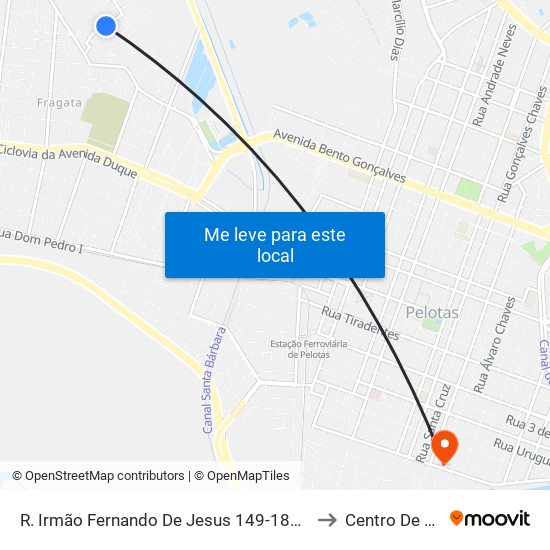 R. Irmão Fernando De Jesus 149-183 - Fragata Pelotas - Rs 96040-110 Brasil to Centro De Artes (Bloco 1) map