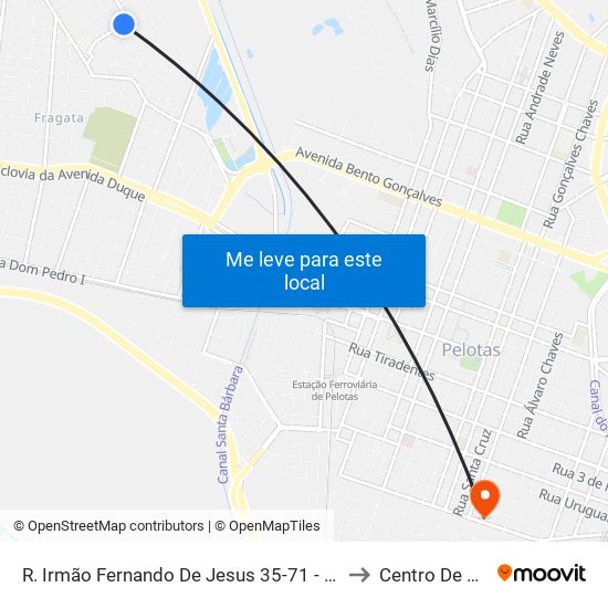 R. Irmão Fernando De Jesus 35-71 - Fragata Pelotas - Rs 96040-110 Brasil to Centro De Artes (Bloco 1) map