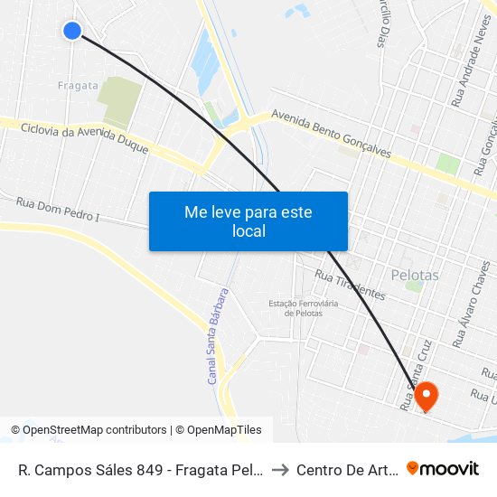 R. Campos Sáles 849 - Fragata Pelotas - Rs 96040-620 Brasil to Centro De Artes (Bloco 1) map