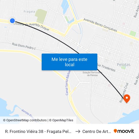 R. Frontino Viêira 38 - Fragata Pelotas - Rs 96040-700 Brasil to Centro De Artes (Bloco 1) map
