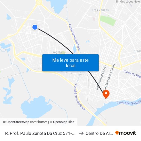 R. Prof. Paulo Zanota Da Cruz 571-605 - Fragata Pelotas - Rs Brasil to Centro De Artes (Bloco 1) map