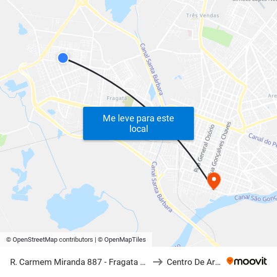 R. Carmem Miranda 887 - Fragata Pelotas - Rs 96050-070 Brasil to Centro De Artes (Bloco 1) map