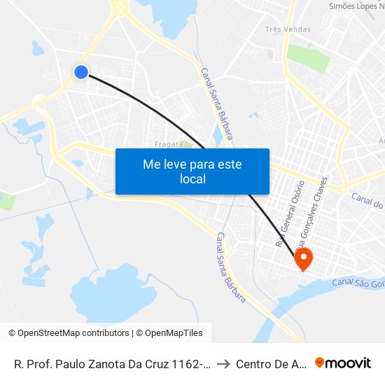 R. Prof. Paulo Zanota Da Cruz 1162-1274 - Fragata Pelotas - Rs Brasil to Centro De Artes (Bloco 1) map