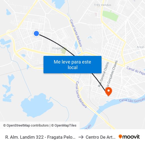 R. Alm. Landim 322 - Fragata Pelotas - Rs 96045-460 Brasil to Centro De Artes (Bloco 1) map