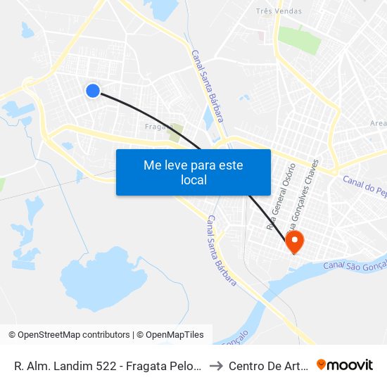 R. Alm. Landim 522 - Fragata Pelotas - Rs 96045-460 Brasil to Centro De Artes (Bloco 1) map