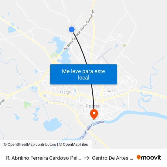 R. Abrilino Ferreira Cardoso Pelotas - Rs Brasil to Centro De Artes (Bloco 1) map