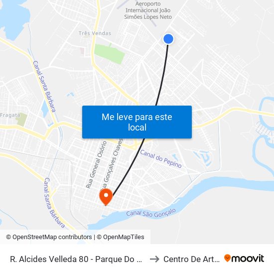 R. Alcides Velleda 80 - Parque Do Obelisco Pelotas - Rs Brasil to Centro De Artes (Bloco 1) map
