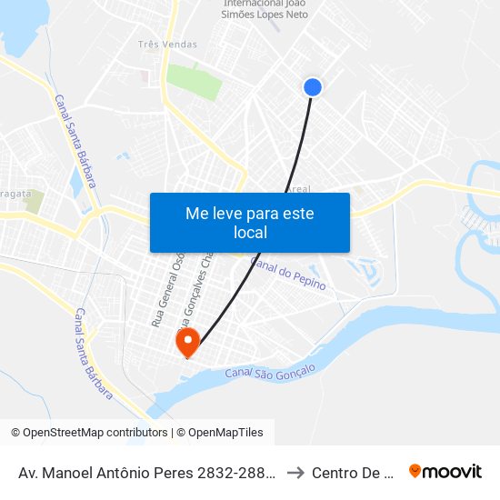 Av. Manoel Antônio Peres 2832-2880 - Areal Pelotas - Rs 96081-300 Brasil to Centro De Artes (Bloco 1) map